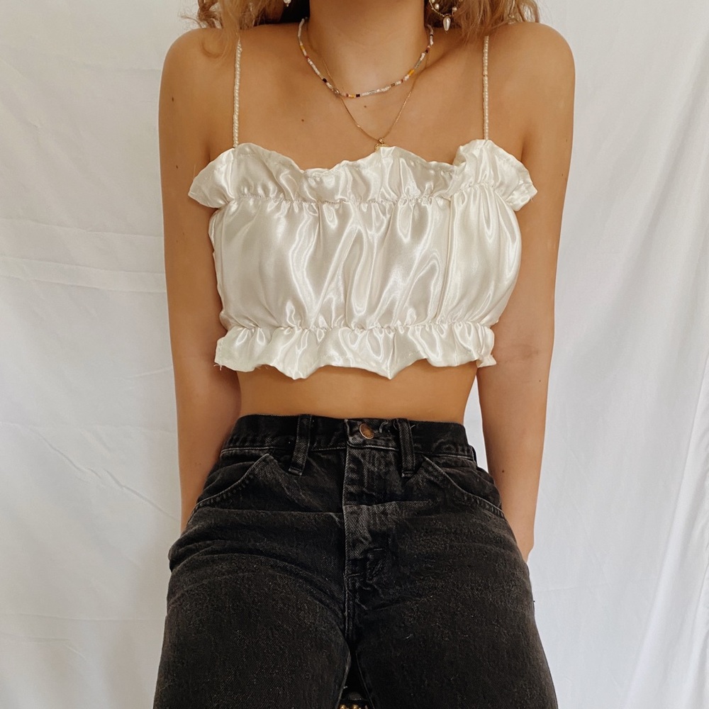 Silk pearl strap top